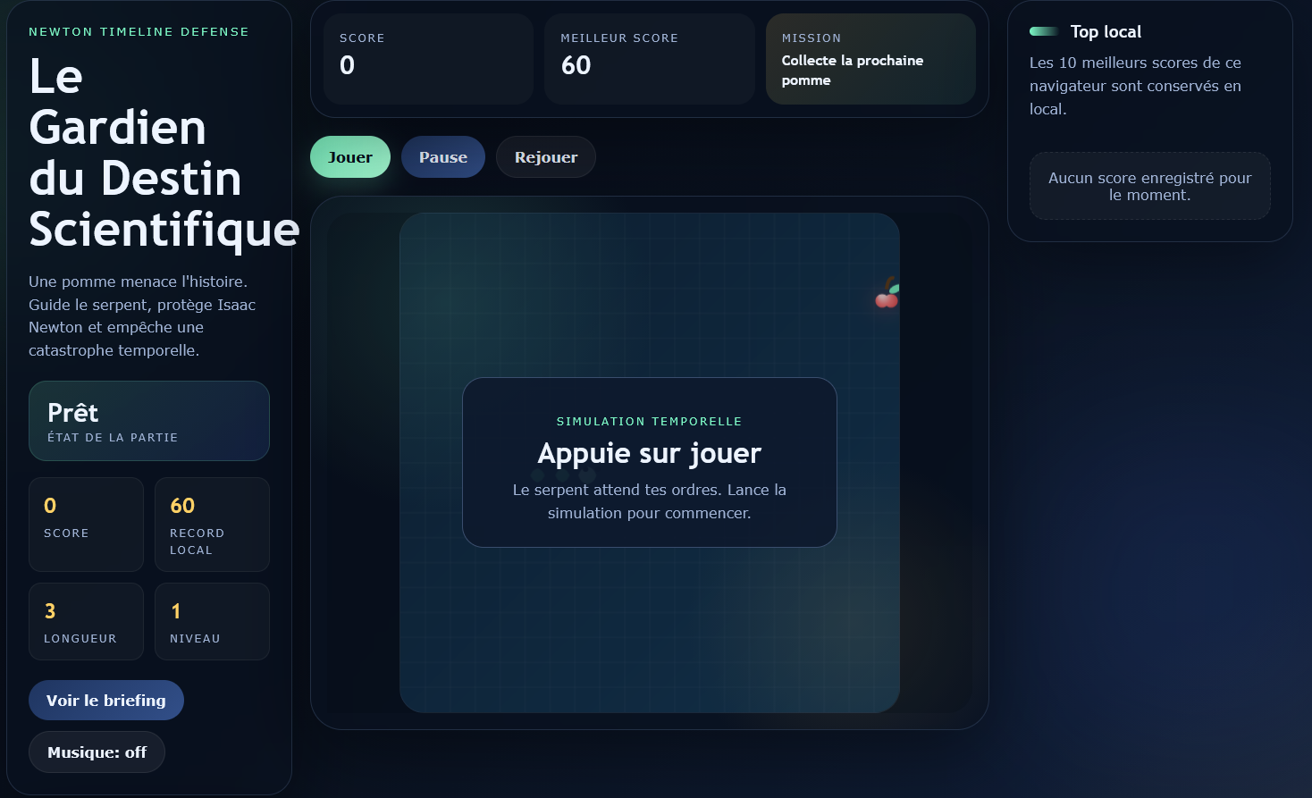 Snake Game – Version Retro avec musique de Sonic